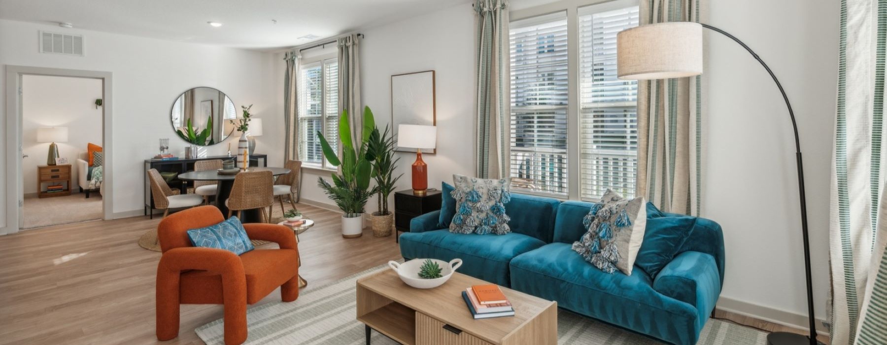 Open space living area with natural lighting