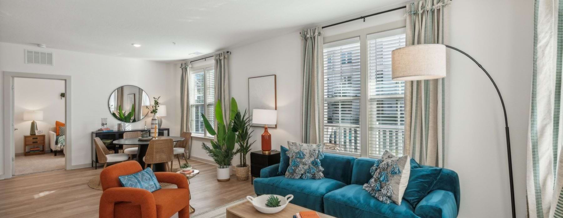Open space living area with natural lighting