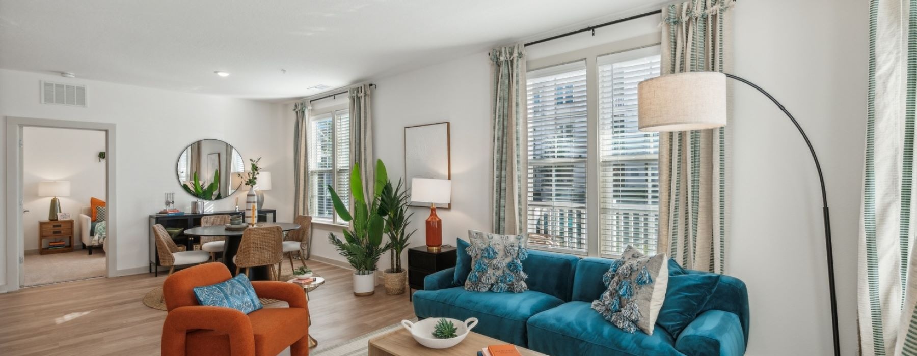Open space living area with natural lighting